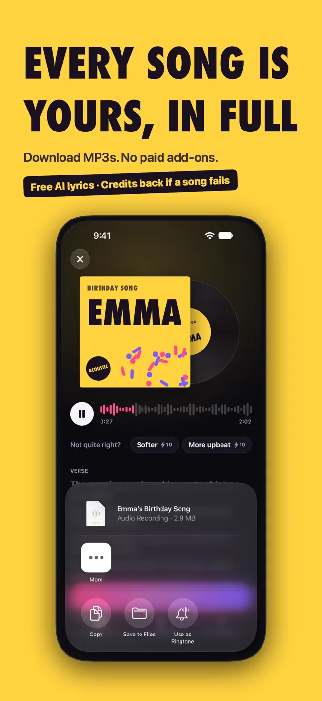 Every song is yours, in full