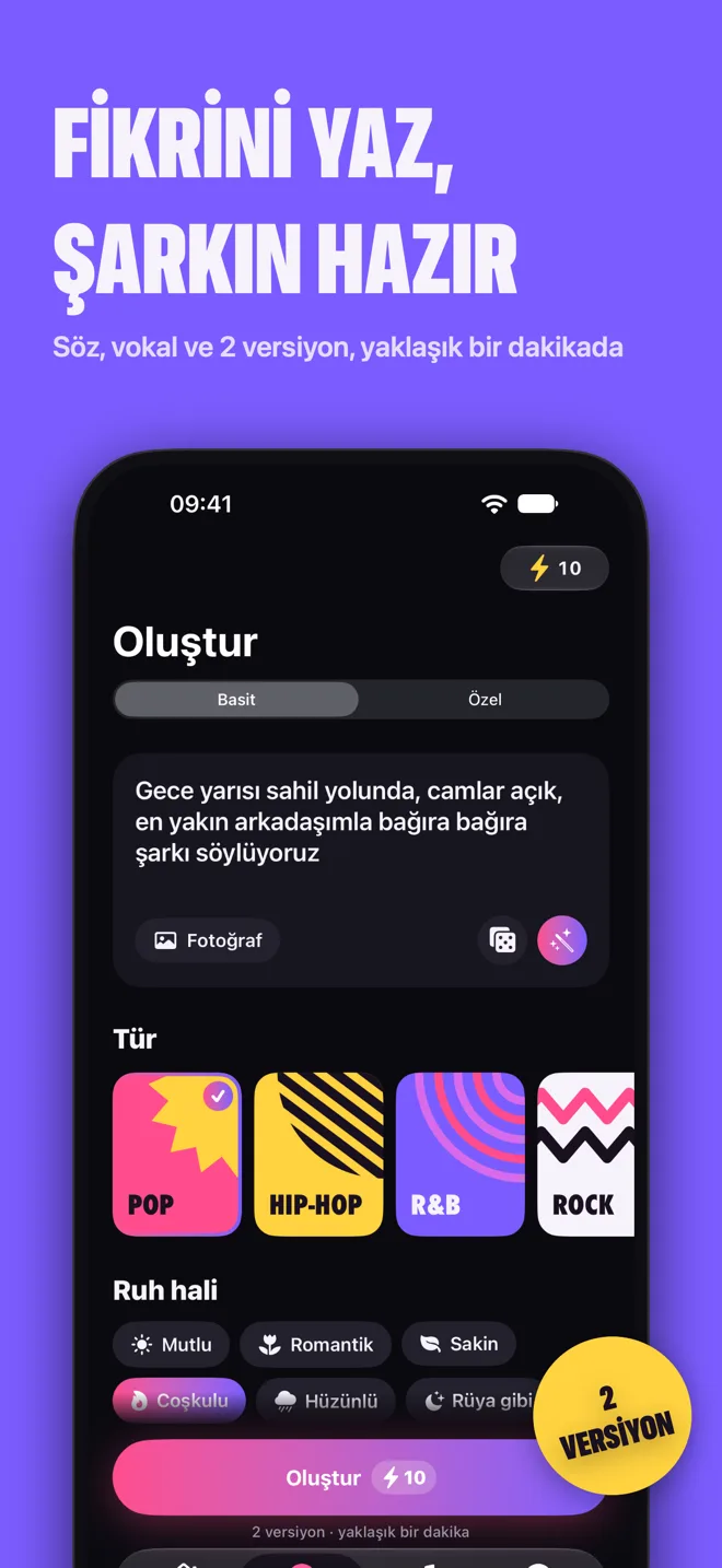Fikrini yaz, şarkın hazır